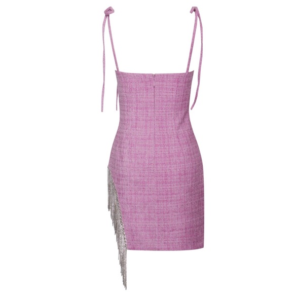 Rosie Fuchsia Tweed Crystal Fringe Dress M - Picture 3 of 8